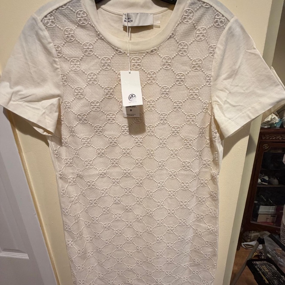 Tory Burch Ivory Textured Pattern Dress